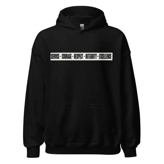 Redtorn Clothing black cozy go-to hoodie with veteran values text