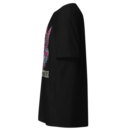 Black cotton unisex classic t-shirt with colorful graphic design