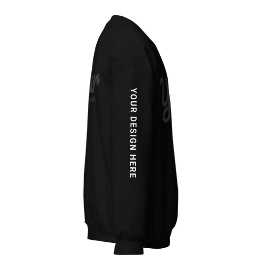 Classic fit black cursive design sweatshirt with minimalist front and back text