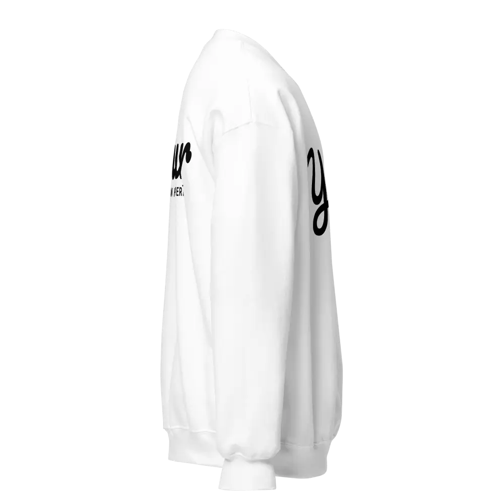 Classic fit black cursive design sweatshirt with white hoodie and black logo