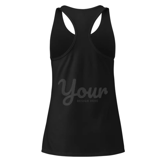 Black racerback tank with your text design from Australian clothing brand
