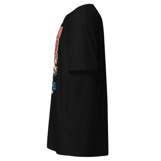 Unisex classic tee in dad bod design with black apron pocket, color variants