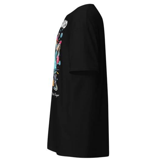 Black hip-hop bear cotton unisex classic tee with floral hoodie design