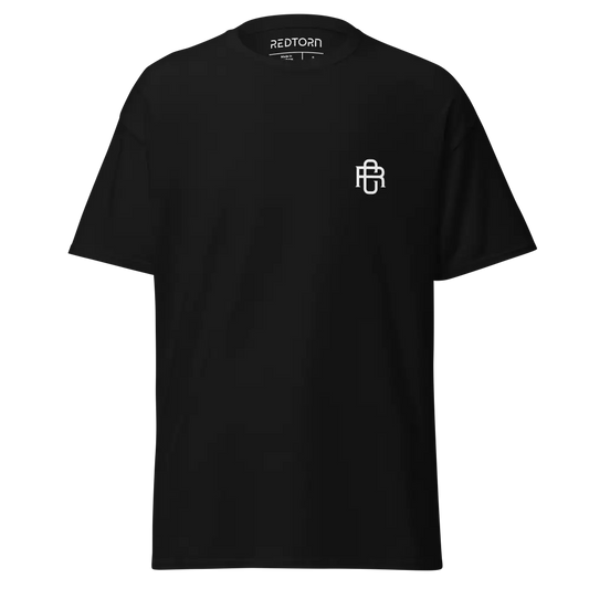 Redtorn Clothing black cotton unisex classic tee with white circular logo