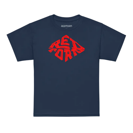 Navy Blue Redtorn Diamond Split Logo Graphic Tee with Short Sleeves