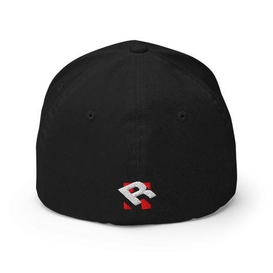 Redtorn Hustle Hard adjustable baseball cap with black base and red white logo
