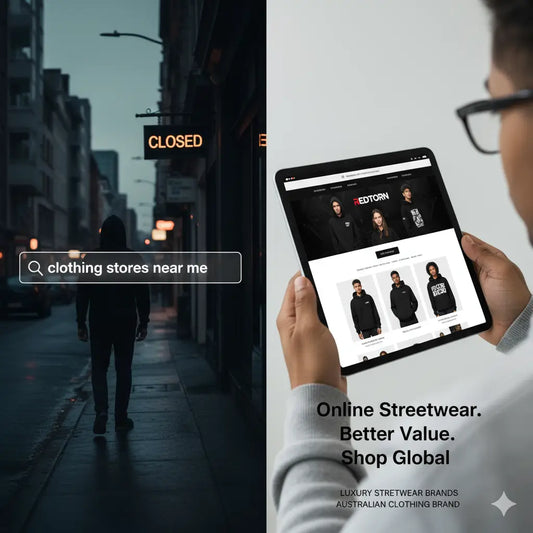 Sleek 12-inch black tablet displaying luxury streetwear and women’s apparel