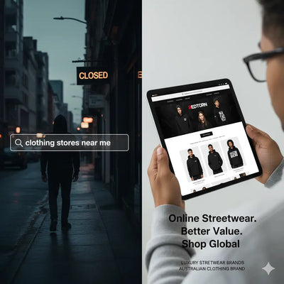 Sleek 12-inch black tablet displaying online streetwear for women’s apparel