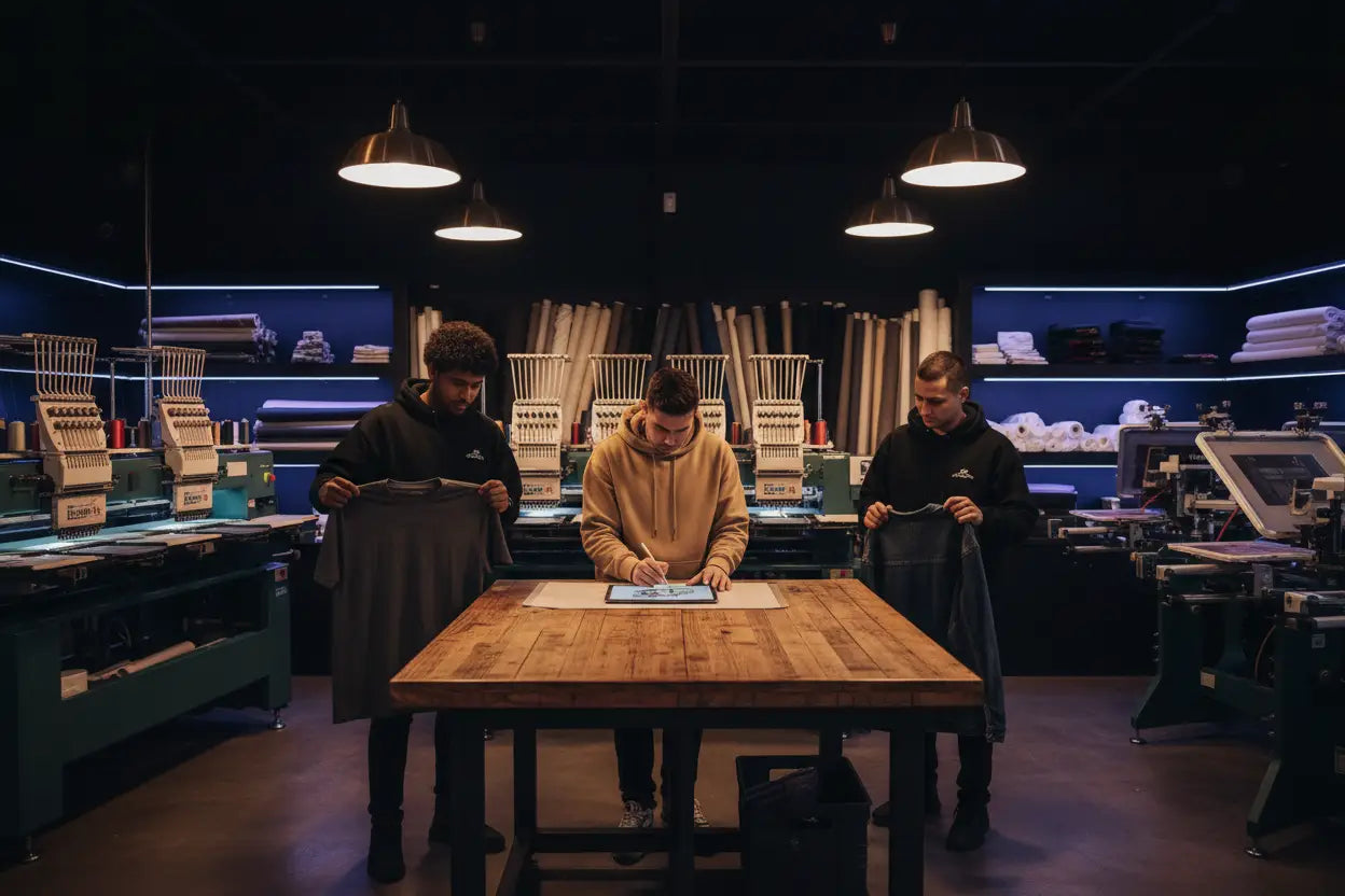 Holographic sweatshirt design screen in Redtorn Clothing custom apparel collection