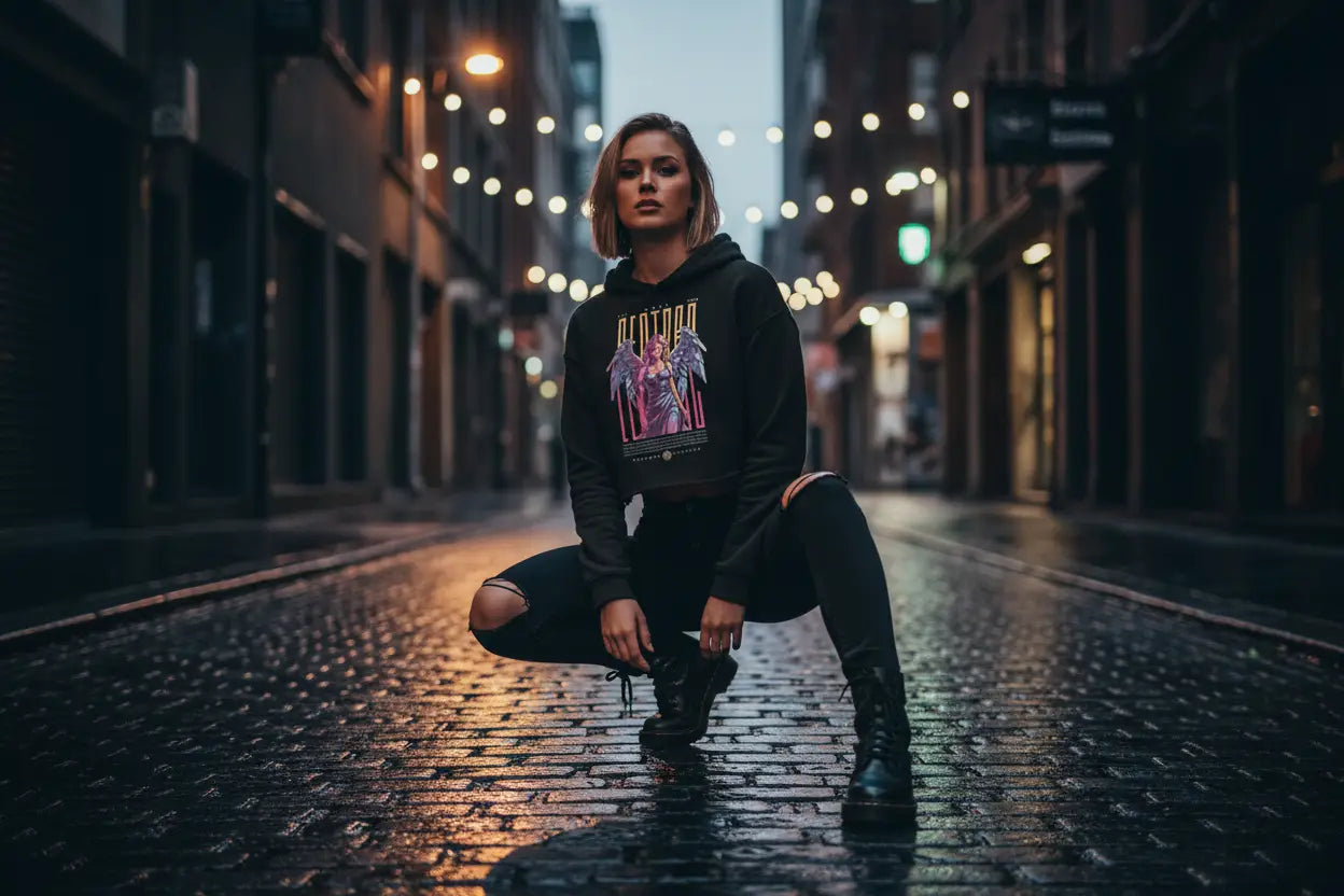 Redtorn black hoodie with skull graphic, luxury streetwear from Australian clothing brand