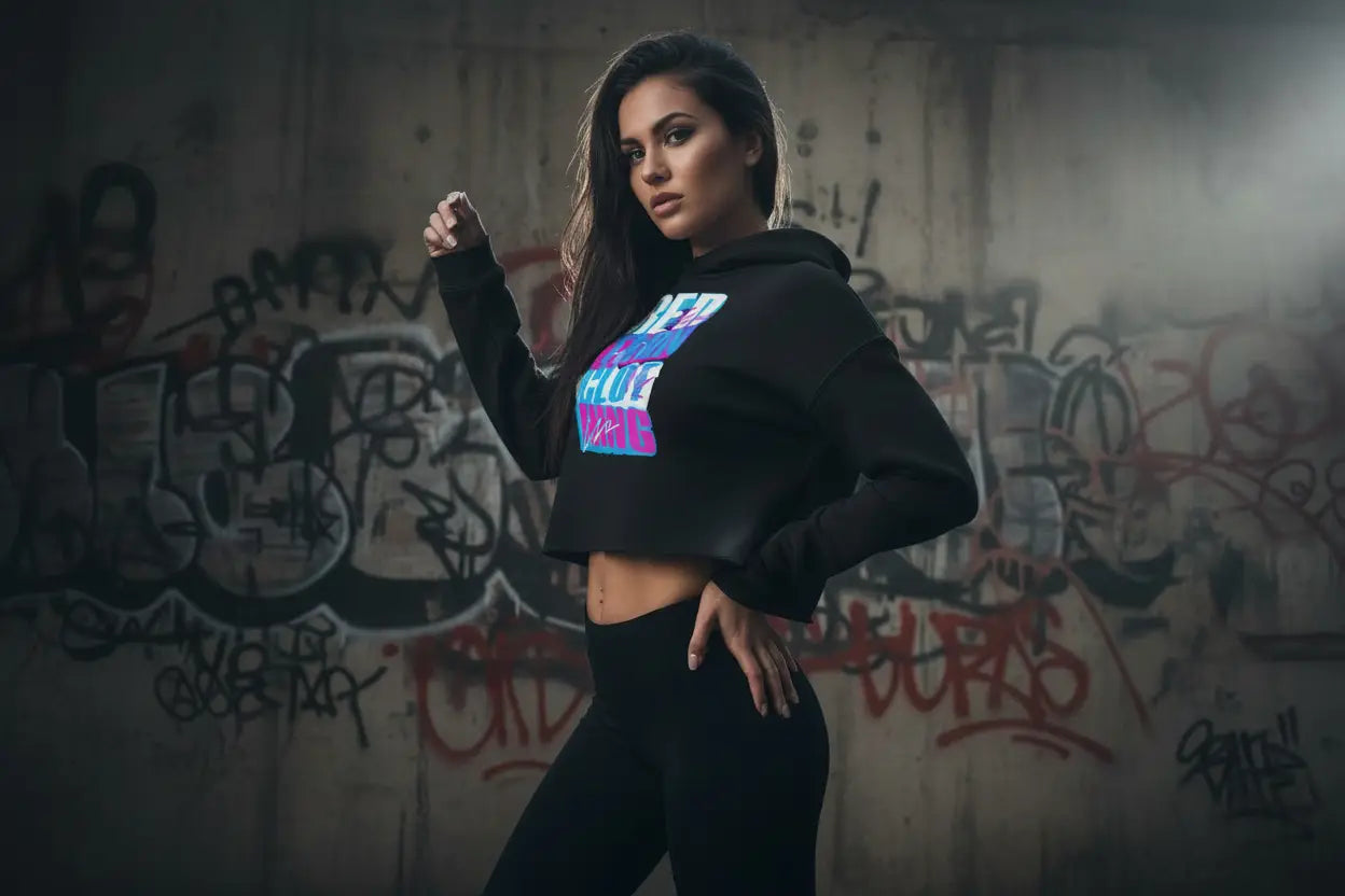 Redtorn cropped hoodie with logo and distressed jeans in modern streetwear