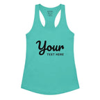 Custom mint green women’s racerback tank with black text design