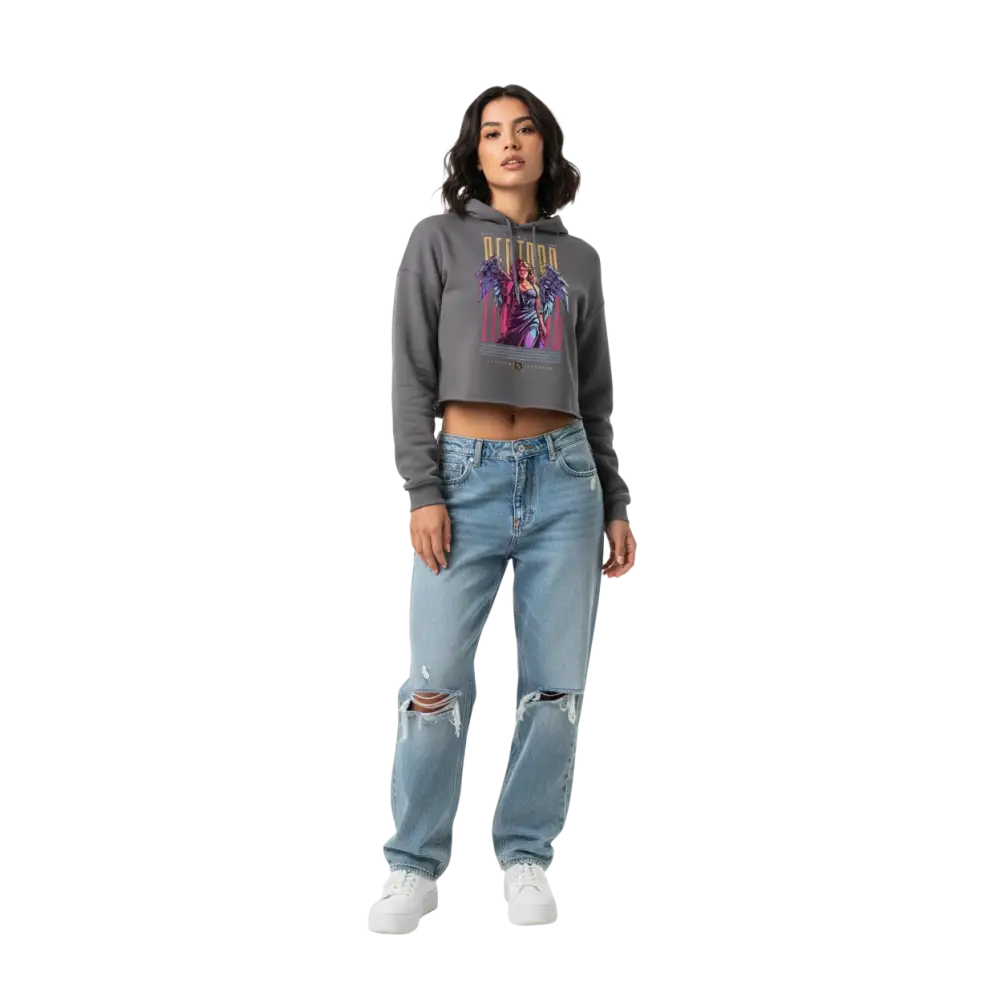 Angel crop hoodie with holywings angel outlaw graphic