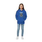 Royal blue Astrocat kids hoodie with astronaut cat graphic