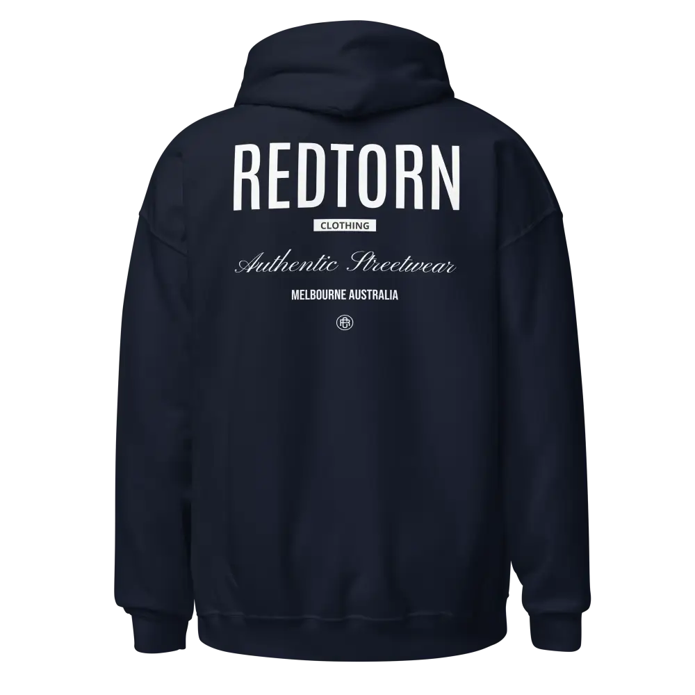 Redtorn Premium Hooded Sweatshirt in navy blue with authentic streetwear style branding