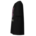 Black cotton unisex classic tee with winged woman graphic on front