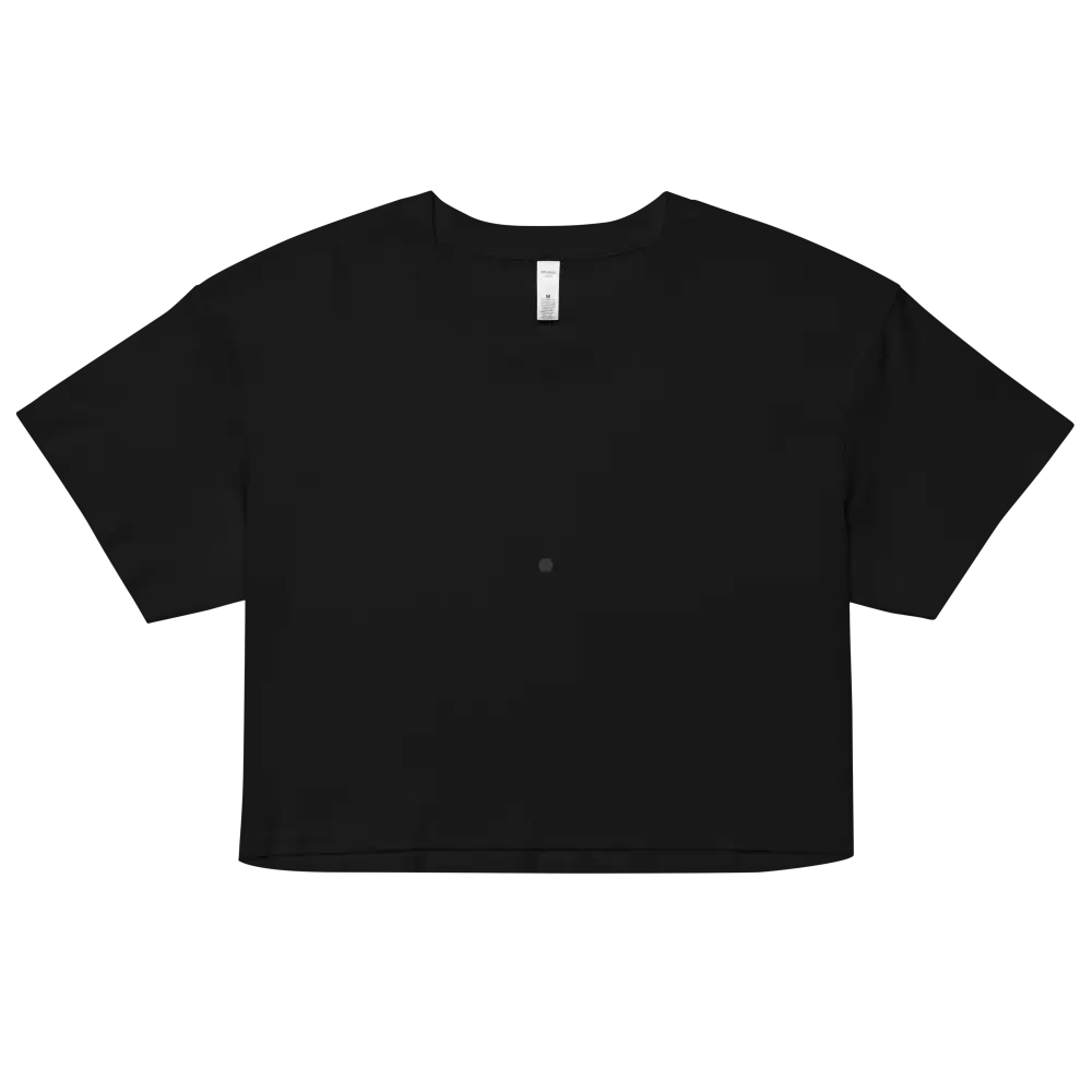 Redtorn black combed cotton crop top with white tag and pocket