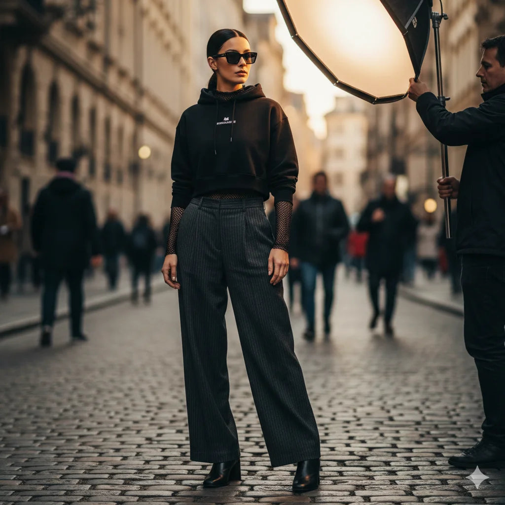 Black cropped hoodie by Australian clothing brand for women’s apparel