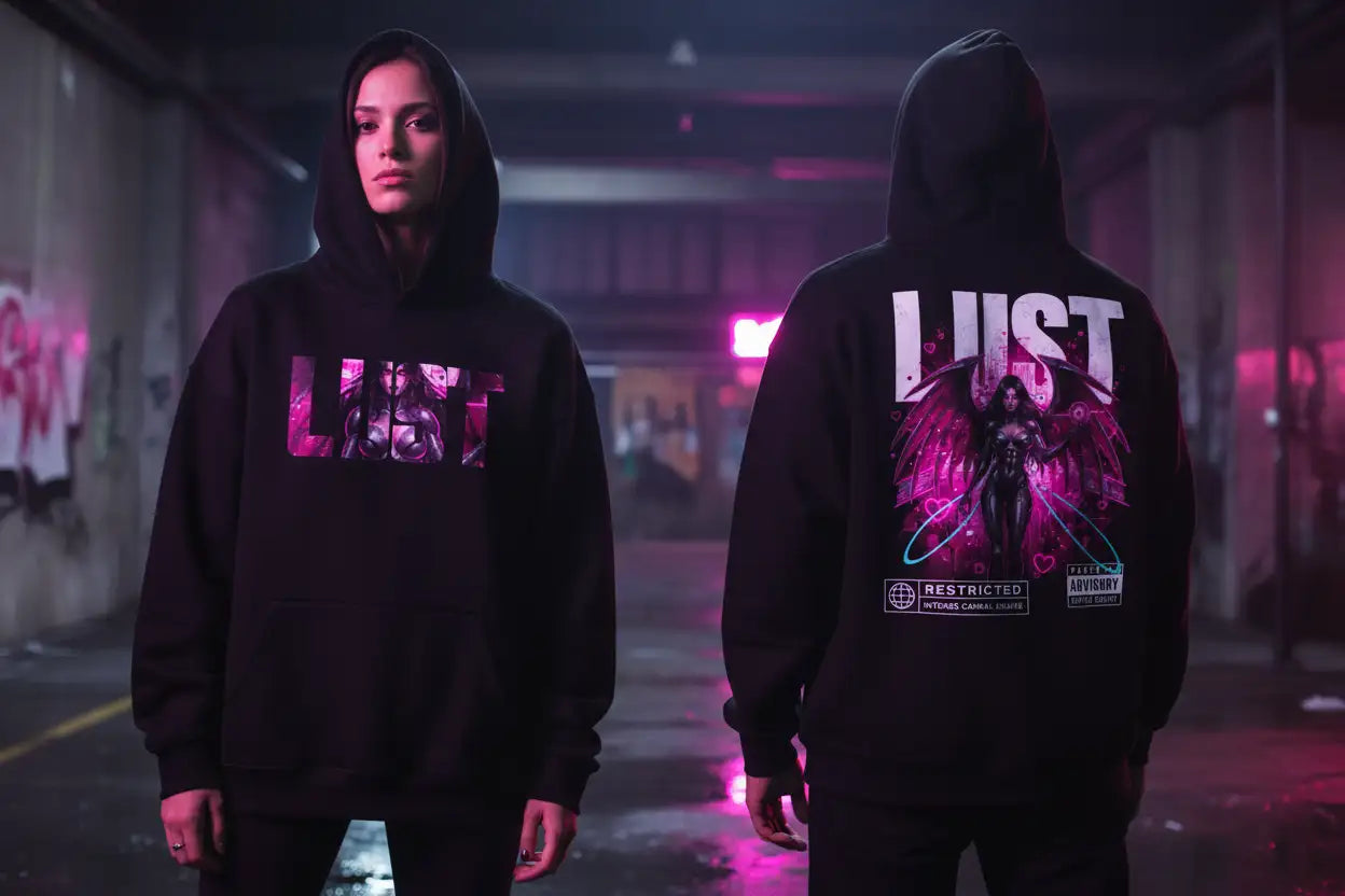LUST Hoodie Front Back Contrast