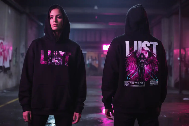 LUST Hoodie Front Back Contrast
