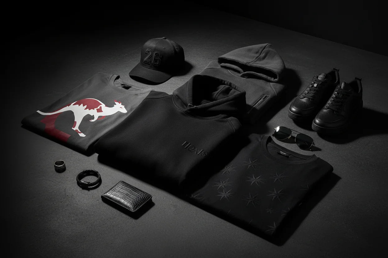 Black premium hoodie with embroidered logo in Boxing Day sale