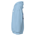 Military Angel premium unisex hoodie in light blue with aggressive graphic