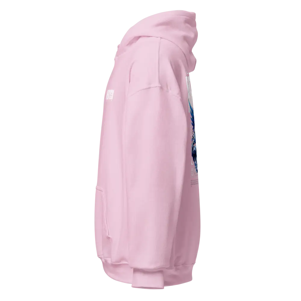 Military Angel premium unisex hoodie with lavender cotton and aggressive graphic