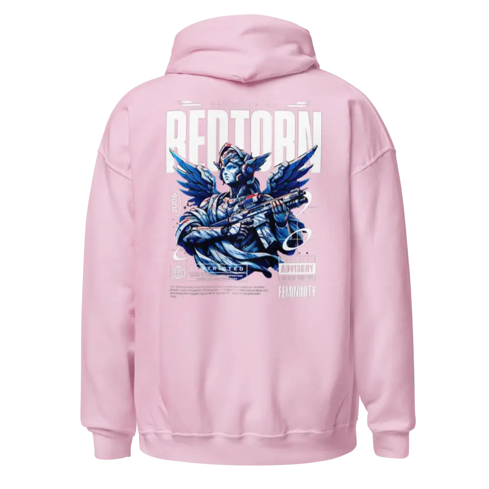 Premium unisex hoodie with military angel aggressive graphic