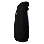 Military Angel premium unisex hoodie with black fabric, white logo, and pocket