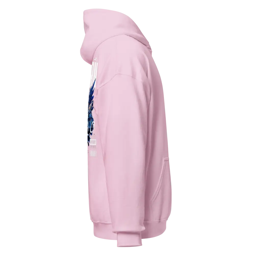 Military Angel premium unisex hoodie with aggressive dragon flame graphic