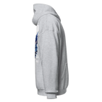 Adidas gray Military Angel premium unisex hoodie with aggressive blue dragon graphic