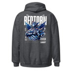 Military Angel premium unisex hoodie in charcoal gray with aggressive graphic