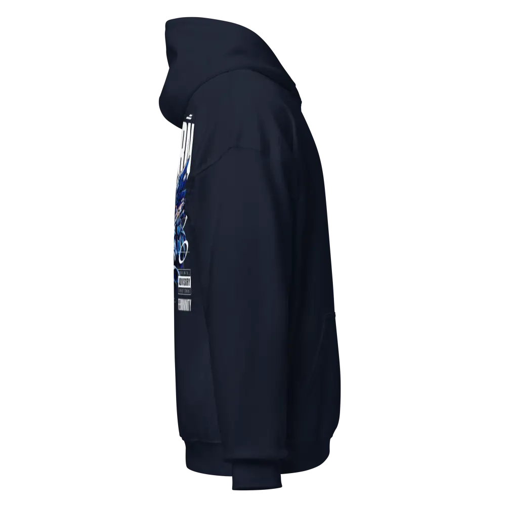 Military Angel premium unisex hoodie with aggressive graphic on back