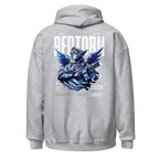 Military Angel premium unisex hoodie with aggressive reborn graphic and wings
