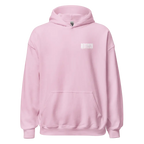 Military Angel premium unisex hoodie in light pink with aggressive graphic logo