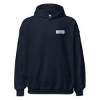 Military Angel premium unisex hoodie in navy blue with redtorn aggressive graphic logo