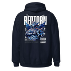 Military Angel premium unisex hoodie with aggressive graphic of angelic figure and redtorn text