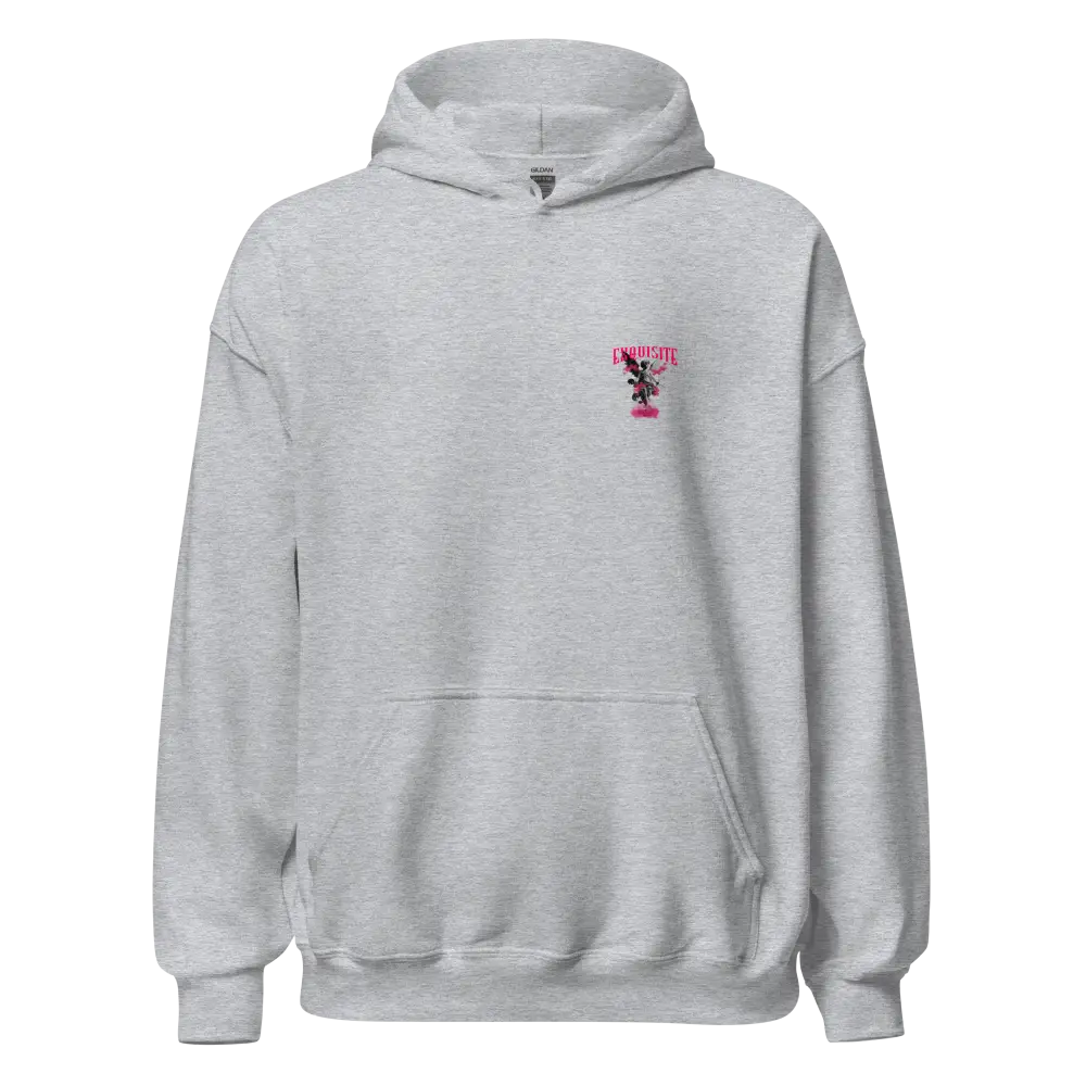 Exquisite Cupid graphic unisex hoodie with white design and red logo