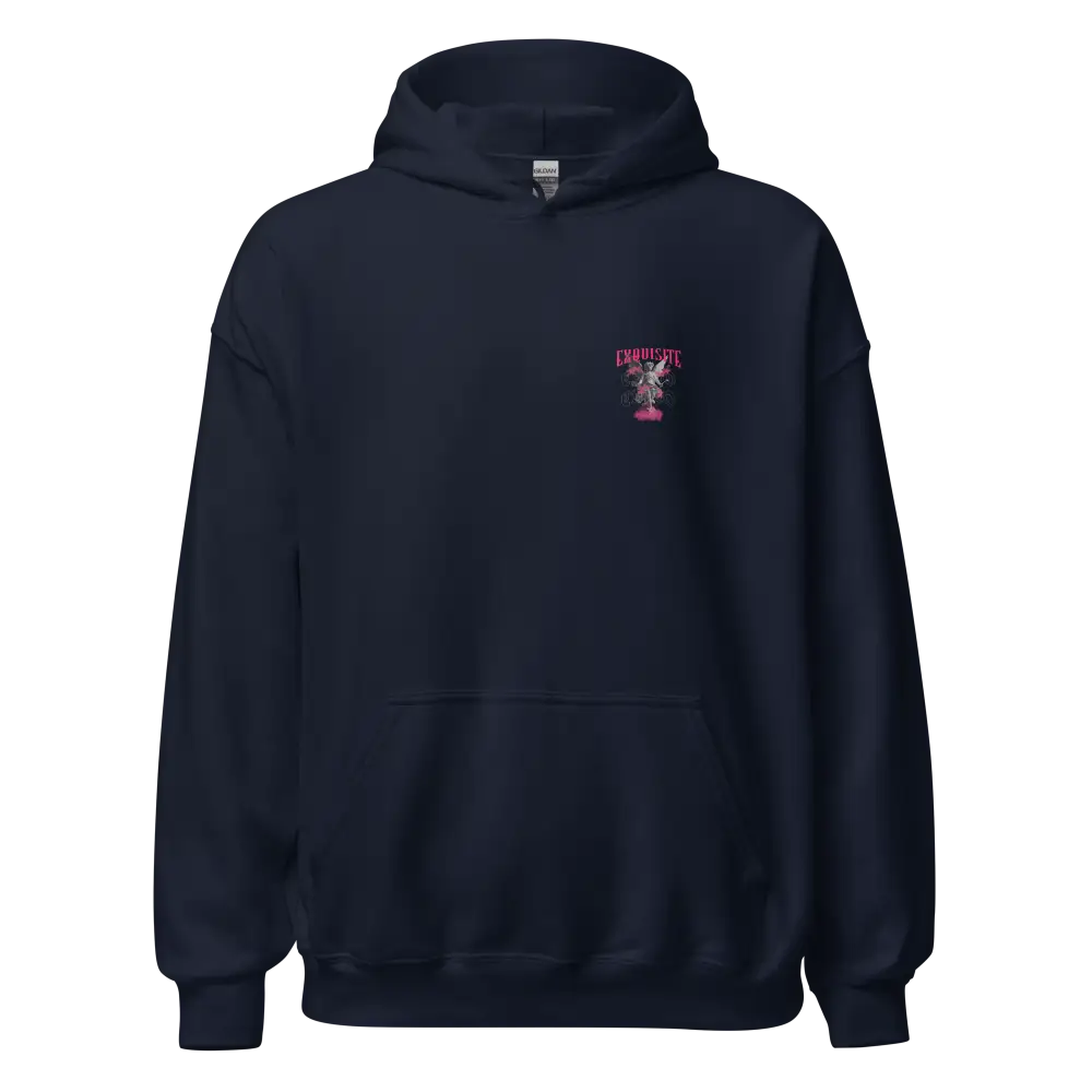 Exquisite Cupid graphic unisex hoodie in navy blue with lobster design