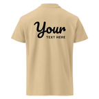 Classic Charcoal Polo Shirt in beige with sleek black text design