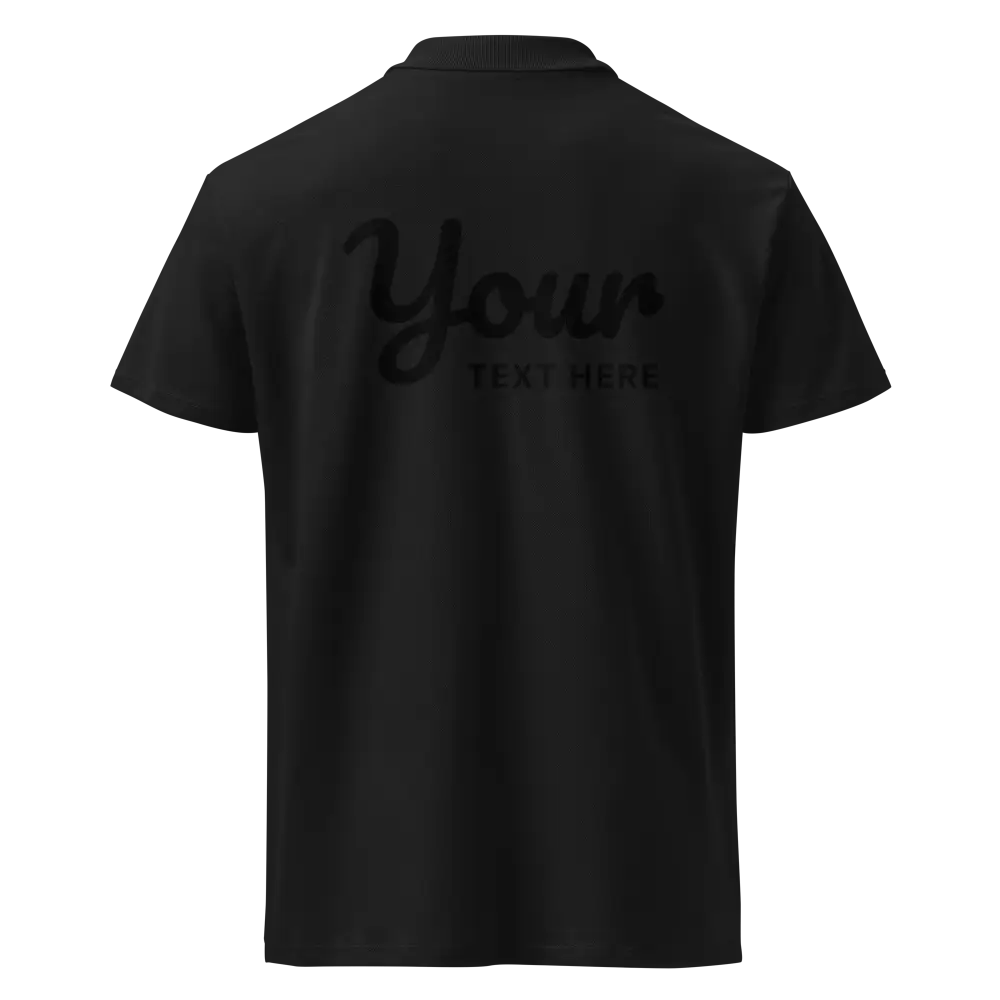 Classic charcoal polo shirt with sleek your text here design on cotton