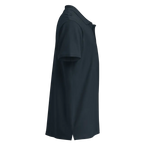 Classic charcoal polo shirt in sleek design with dark blue hooded sweatshirt features