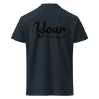 Classic charcoal polo with light blue sleek design in black script