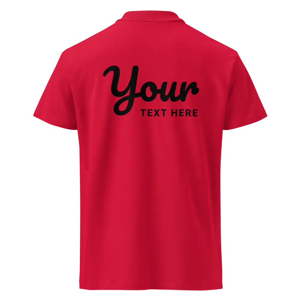Classic Charcoal Polo Shirt in Red with Sleek Black Text Design