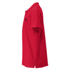 Classic charcoal polo shirt in red cotton with small chest logo and sleek design