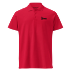Classic charcoal polo shirt in red with embroidered your on chest, cotton