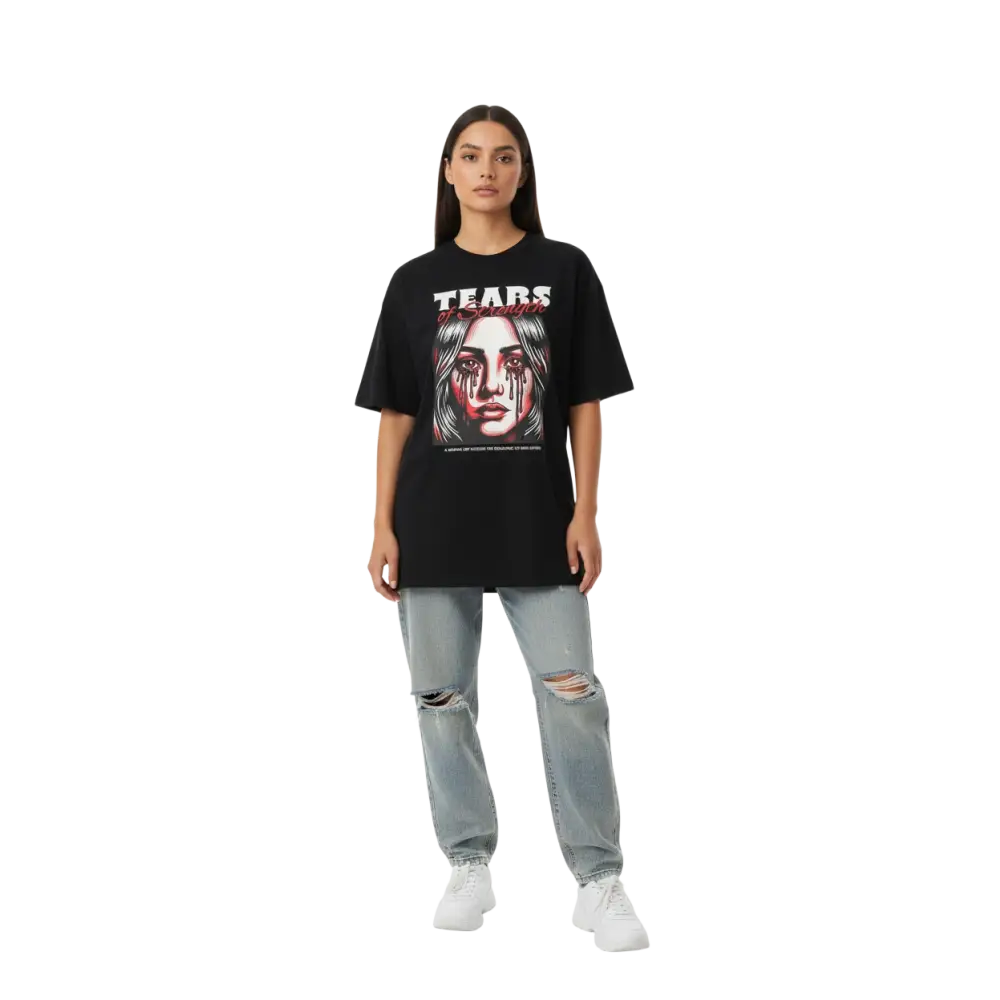 Black crying woman graphic unisex adult tee with tears of strength shirt print