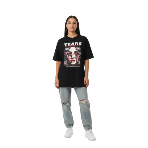 Black crying woman graphic unisex adult tee with tears of strength shirt print