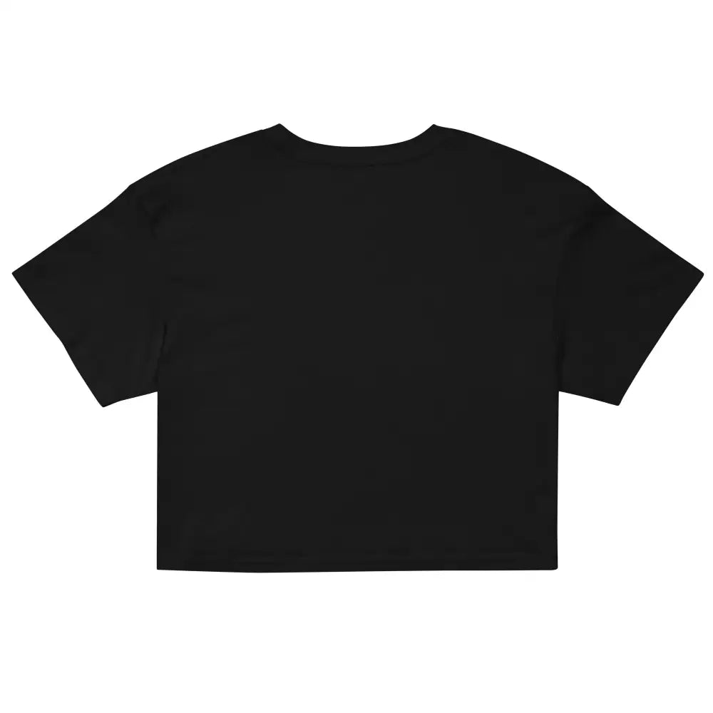 Custom streetwear crop top in black with short sleeves and round neckline, women’s apparel relaxed fit crop