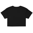 Custom streetwear crop top in black with short sleeves and round neckline, women’s apparel relaxed fit crop
